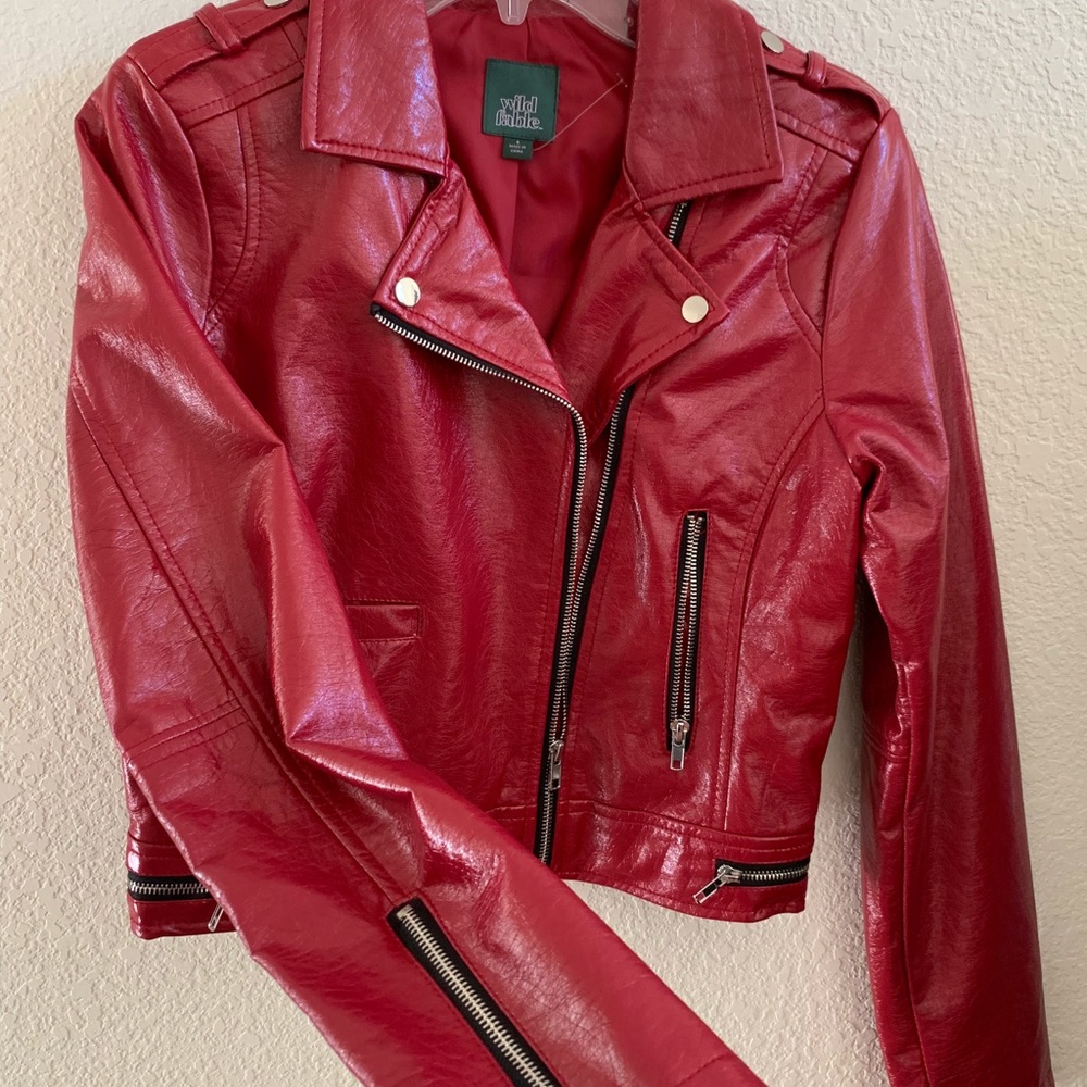 Red Leather Motto Jacket